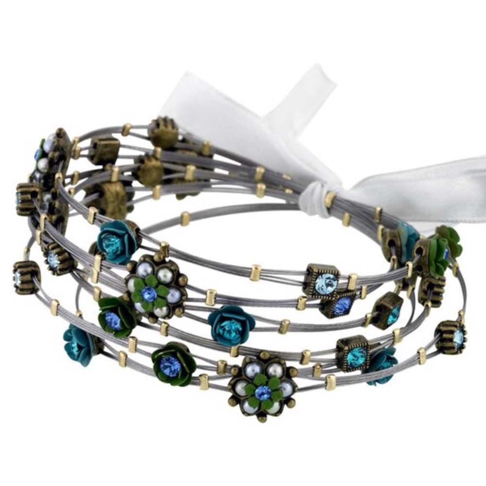 Blue/Green Set of Six Wire Whisper Bracelets,NWT